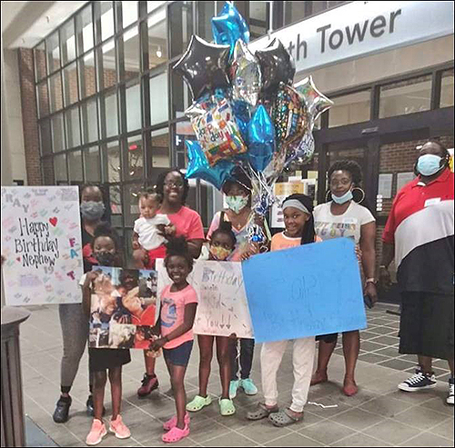 Dorsey's family celebrated his birthday and showed support for him outside of Wake Forest Baptist on June 1.